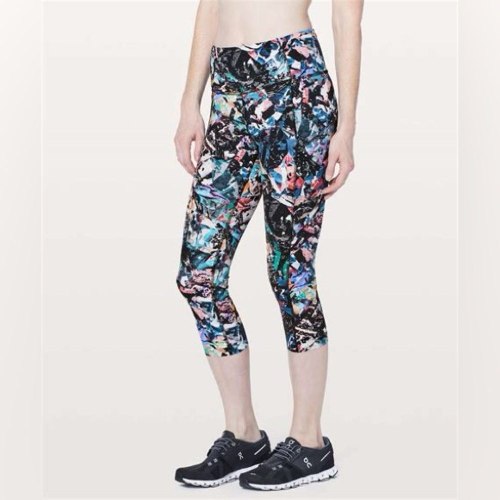 Lululemon Leggings Fast & Free Crop II *Nulux 19" In Crush Multi - Picture 1 of 6